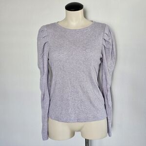 Maison d'Amélie Gray Boat Neck Long Sleeve Puffy Shoulders Soft Sweater Size S